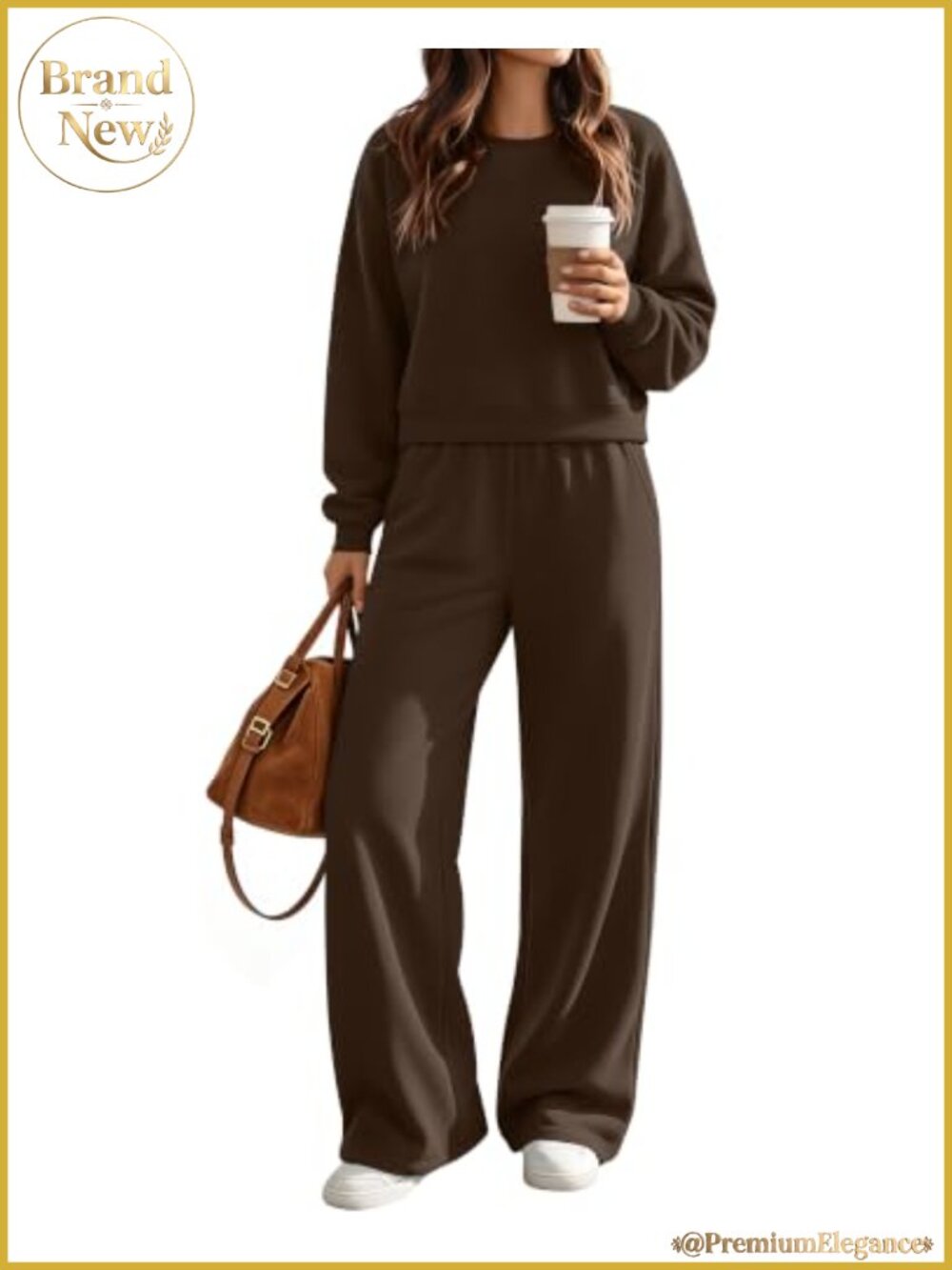 Womens 2 Piece Lounge Set Cropped Sweatshirt Wide Leg Sweatpants